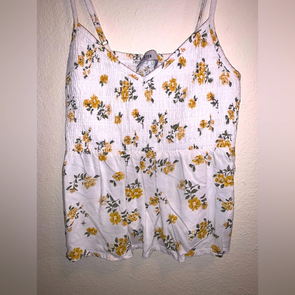 Hollister white floral crop top size small